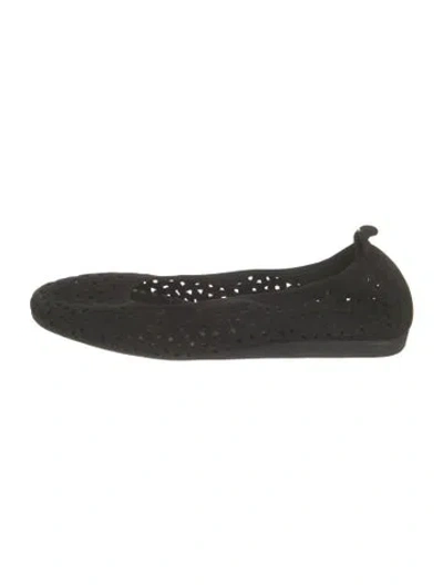 Pre-owned Arche Suede Lace Pattern Ballet Flats In Black