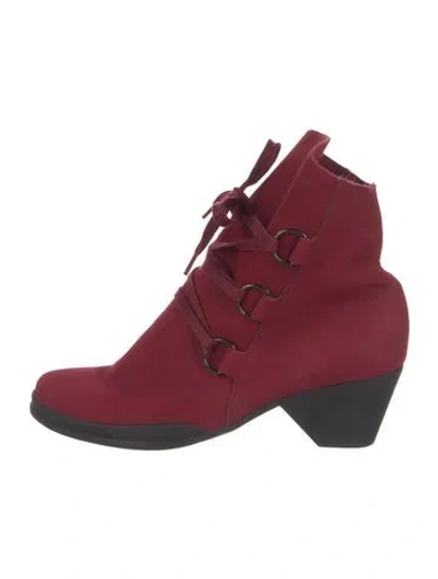 Pre-owned Arche Suede Lace-up Boots In Burgundy