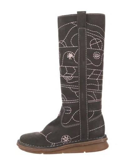 Pre-owned Arche Suede Patterned Riding Boots In Brown/grey