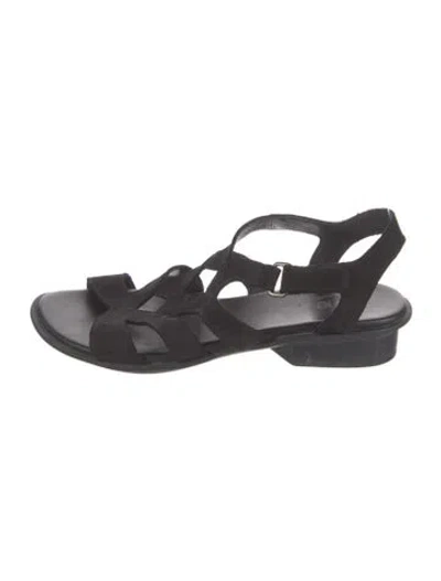 Pre-owned Arche Suede Slingback Sandals In Black