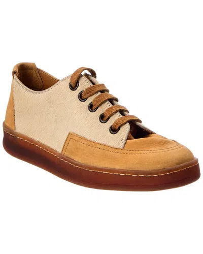 Arche Vaname Leather & Haircalf Sneaker In Brown