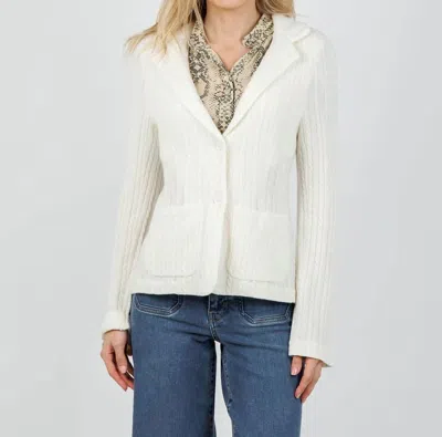 Archer Cashmere Casey Cashmere Cable Blazer In Ecru In White
