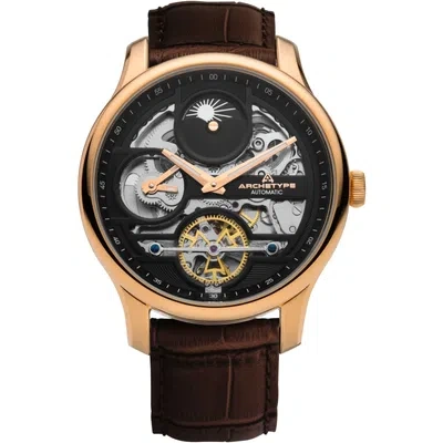 Pre-owned Archetype Archer Automatic Rose Gold Brown