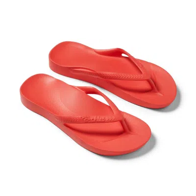 Archies Footwear Unisex Arch Support Flip Flops In Coral In Pink