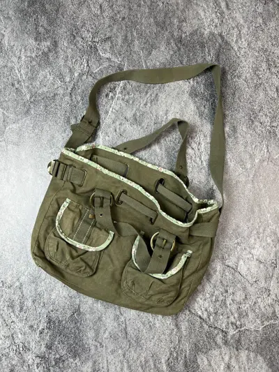 Pre-owned Archival Clothing 12k Military Japanese Avant Garde Multipocket Shoulder Bag In Khaki Green