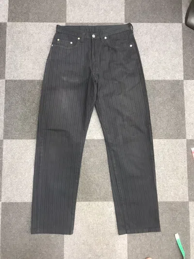 Pre-owned Archival Clothing Ober France Striped Sturdy Pant In Black