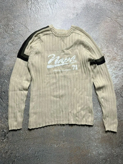 Pre-owned Archival Clothing Vintage Y2k Japan Archival Poem Prisoner Style Knit Sweater In Beige