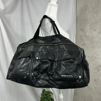 Pre-owned Archival Clothing X Avant Garde 2000s Diesel Studded Leather Big Duffle Bag In Black