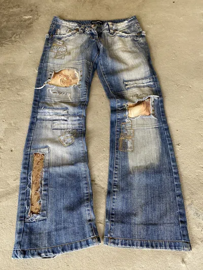Pre-owned Archival Clothing X Avant Garde Balenciaga Style Dolce & Gabbana Distressed Flared Jeans (size 32) In Multicolor
