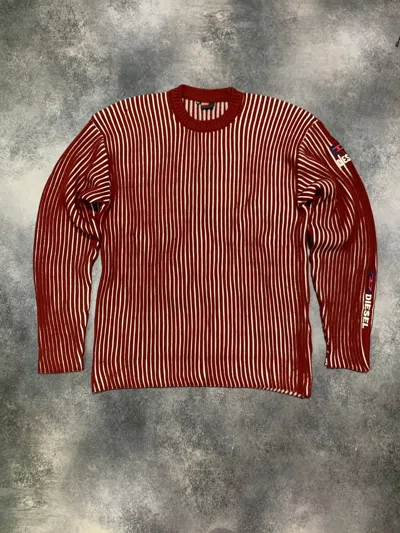 Pre-owned Archival Clothing X Avant Garde Diesel Stripe Hide Colors Sweater Archival Avant Garde In Red/white