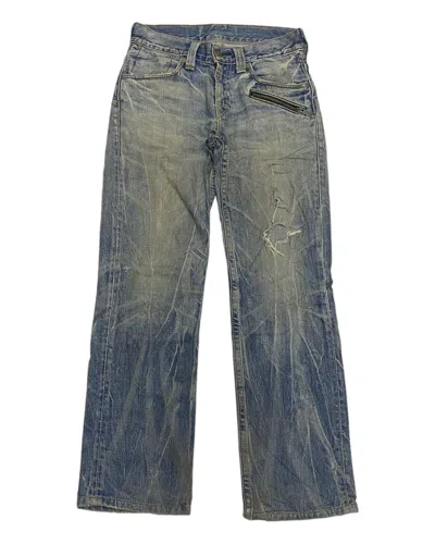 Pre-owned Archival Clothing X Avant Garde Flaredvintage Levis Distressed Thrashed Denim Pants In Blue