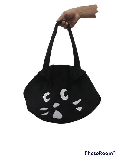 Pre-owned Archival Clothing X Avant Garde Ne-net By Issey Miyake Cat Logo Tote Bag In Black