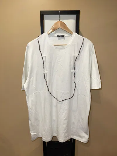 Pre-owned Archival Clothing X Avant Garde Raf Simons Redux Archive Beaded Chain Necklace Tee Ss04 In White