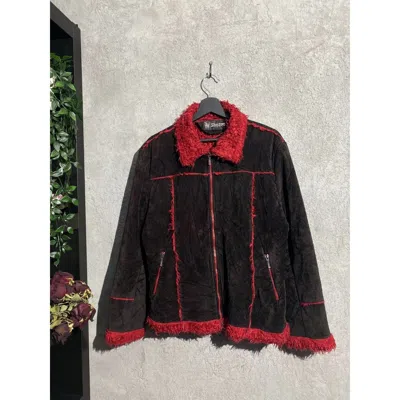 Pre-owned Archival Clothing X Avant Garde Vintage Jacket Suede Red Fur Archive Avant Garde Size L / Xl