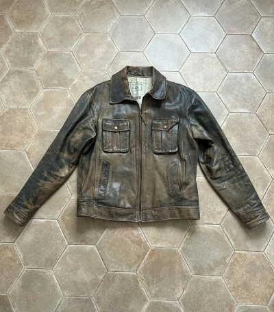 Pre-owned Archival Clothing X Avant Garde Vintage Leather Bomber Jacket In Brown