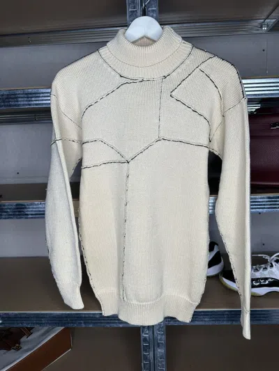 Pre-owned Archival Clothing X Avant Garde Y's By Yohji Yamamotost Contrast Line High Neck Sweater In Beige