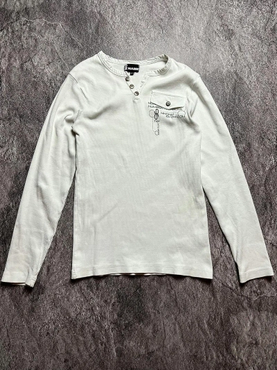 Pre-owned Archival Clothing X Avant Garde Y2k Archival Poem Japan Style Long Sleeve Ribbed Shirt In White