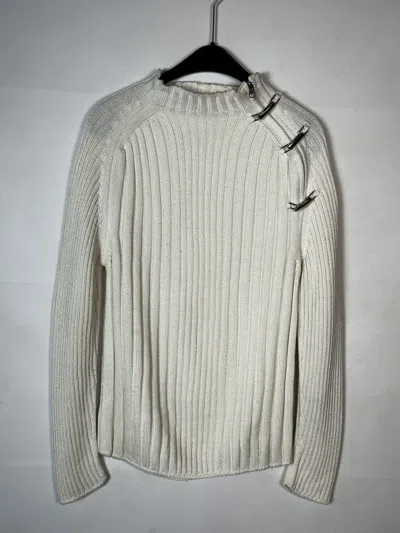 Pre-owned Archival Clothing X Avant Garde Y2k Archival Washed Japan Ribbed Knit Designer Style Sweater In White