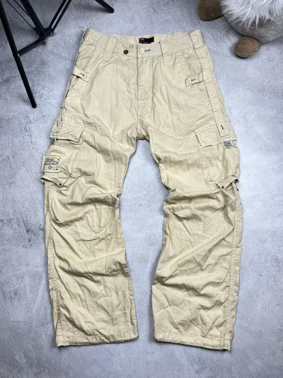 Pre-owned Archival Clothing X Diesel Dirty Diesel Distressed Faded Multi Pocket Baggy Pants In Yellow