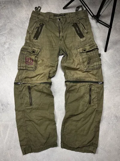 Pre-owned Archival Clothing X Diesel Dirty Diesel Style Distressed Faded Multi Pocket Baggy Pants In Green