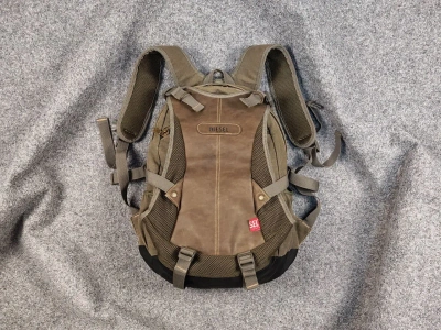 Pre-owned Archival Clothing X Diesel Vintage 90's Diesel Spare Parts Backpack Canvas Leather In Miltary Green
