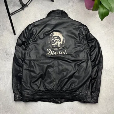 Pre-owned Archival Clothing X Diesel Vintage Diesel Distressed Y2k Leather Jacket In Black