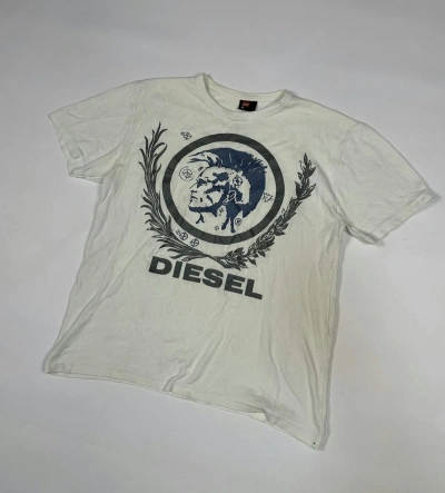 Pre-owned Archival Clothing X Diesel Y2k Vintage Diesel T-shirt Streetwear Casual Style Vtg In White