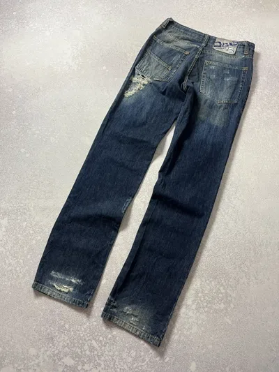 Pre-owned Archival Clothing X Dolce Gabbana 2000's Dolce & Gabbana Trashed Distressed Denim Jeans Buckle In Blue