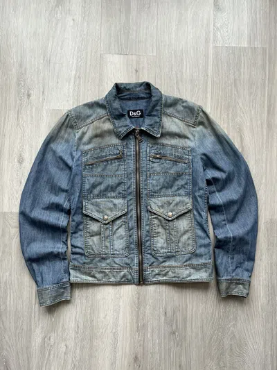 Pre-owned Archival Clothing X Dolce Gabbana Multipocket Dirty Distressed Denim Jacket In Blue