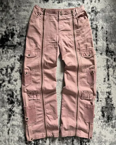Pre-owned Archival Clothing X Dolce Gabbana Ss2003 Dolce & Gabbana Full Zip Aviator Cargo Pink Pants (size 34)