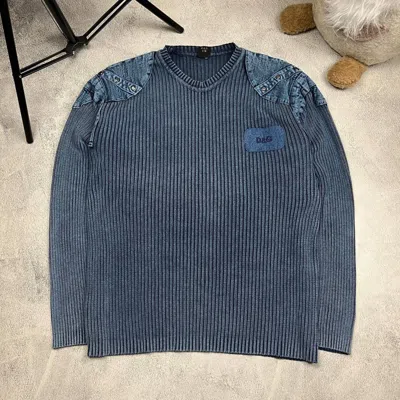 Pre-owned Archival Clothing X Dolce Gabbana Vintage Dolce & Gabbana Distressed Y2k Sweater In Blue