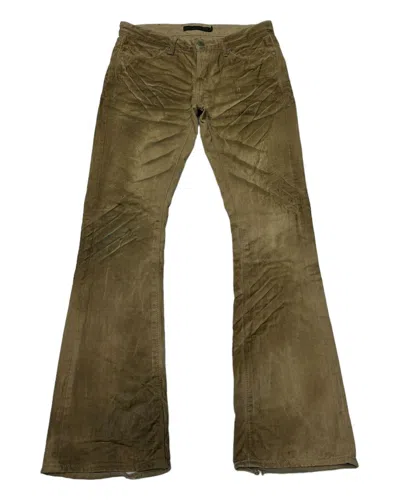 Pre-owned Archival Clothing X Gostar De Fuga Fuga Flared Denim Distressed Coated Waxed Flare Jeans In Brown
