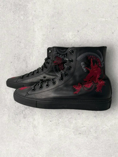 Pre-owned Archival Clothing X Gucci Tom Ford Ss2001 High Top Sneakers Dragon Embroidered In Black