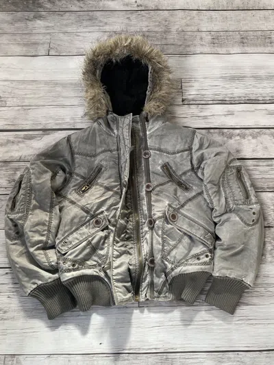 Pre-owned Archival Clothing X Hysteric Glamour Avant Garde If Six Was Nine Style Japanese Jacket Fur Hood In Grey