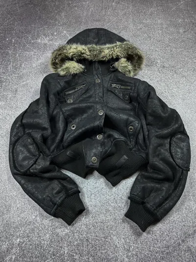 Pre-owned Hysteric Glamour Vtg Rick Owens Opium Style Cargo Leather Fur Jacket 90's (size Small) In Multicolor