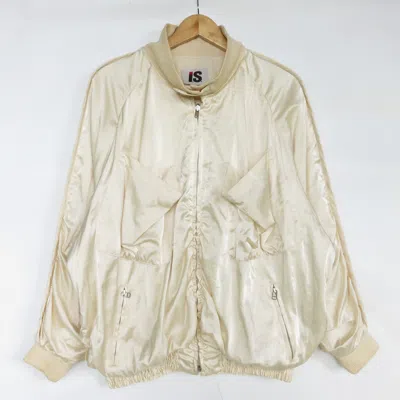 Pre-owned Archival Clothing X Issey Miyake Is 80's Reversible Silk Bomber Jacket In Beige