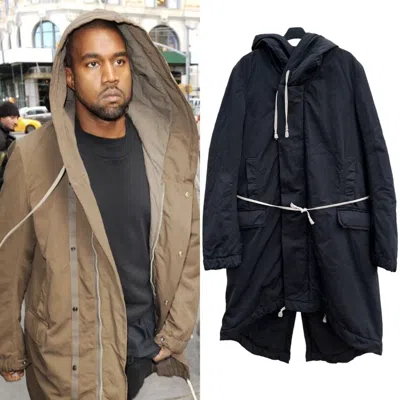 Pre-owned Archival Clothing X Kanye West Rick Owens Drkshdw Fw 13-14 Fishtail Hooded Parka In Black