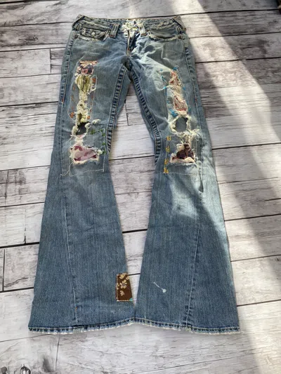 Pre-owned Archival Clothing X Made In Usa Very Vintage True Religion Flare Distressed Jeans Y2k (size 30) In Multicolor