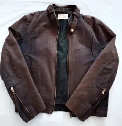 Pre-owned Archival Clothing X Maison Margiela Jacket 1999 Sun Faded Biker Moto In Brown