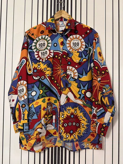 Pre-owned Archival Clothing X Moschino 90's Moschino Vintage Gambling-kasino Full-print Shirt (size Small) In Multicolor