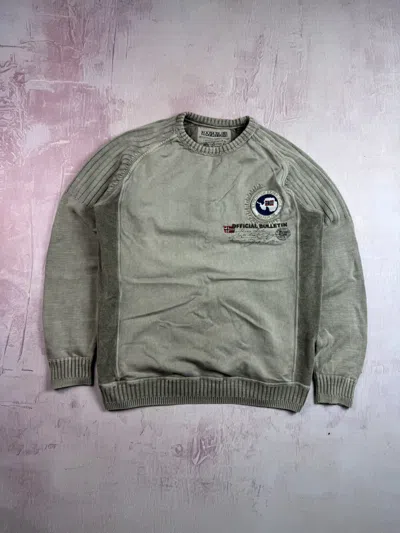 Pre-owned Archival Clothing X Napapijri Y2k Napapijri Washed Expedition Knit Sweater Japan Style In Washed Gray