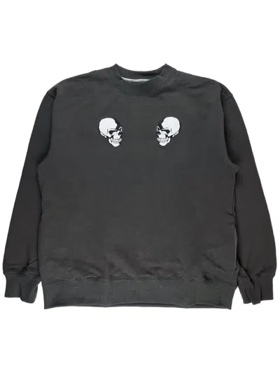 Pre-owned Archival Clothing X Number N Ine Number (n)ine The Clash Double Skull Crewneck Sweatshirt In Dark Grey
