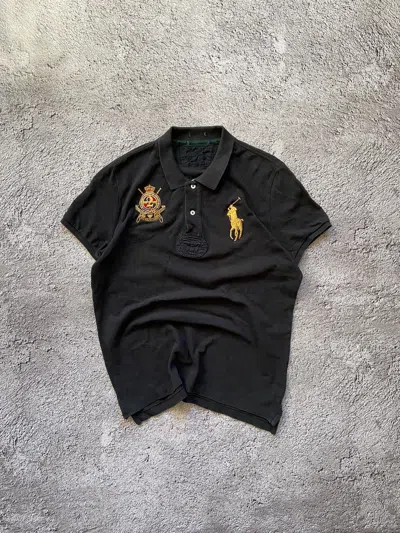 Pre-owned Archival Clothing X Polo Ralph Lauren Vintage Ralph Laurent Distressed Y2k Rugby Polo Shirt In Faded Black