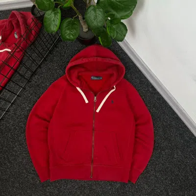 Pre-owned Archival Clothing X Polo Ralph Lauren Zip Up Hoodie Polo Ralph Laurent Vintage Red Mini Pony Y2k (size Medium)
