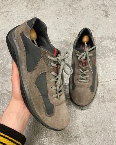 Pre-owned Archival Clothing X Prada 2000s Prada America's Cup Olive Green Low Shoes