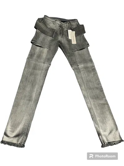 Pre-owned Archival Clothing X Rick Owens 30 Rick Owens Easy Creatch Cut Jeans Bacteria Moto Strap In Grey