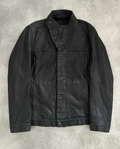 Pre-owned Archival Clothing X Rick Owens Ss2016 Rick Owens Waxed Dark Black Jacket