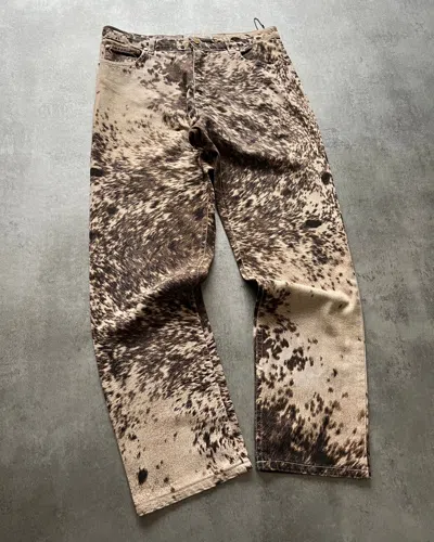 Pre-owned Archival Clothing X Roberto Cavalli Fw1999 Roberto Cavalli Furry Cawprint Movement Pants In Brown