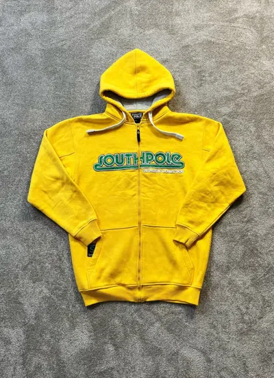Pre-owned Archival Clothing X Southpole Vintage Zip Hoodie Southpole Collection Big Logo Drip Rap In Yellow