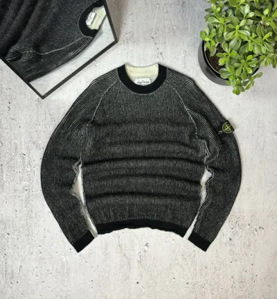Pre-owned Archival Clothing X Stone Island Aw2017 Stone Island Reversible Knitting Sweater Double Sided In Black